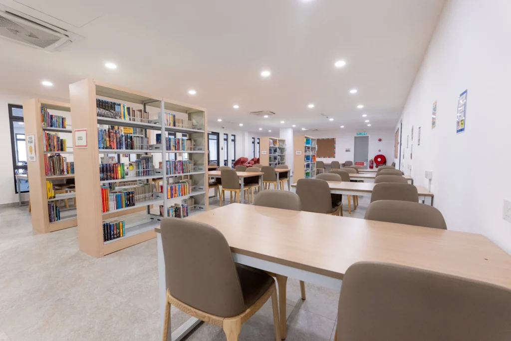 The secondary library at Concord College International School Malaysia.